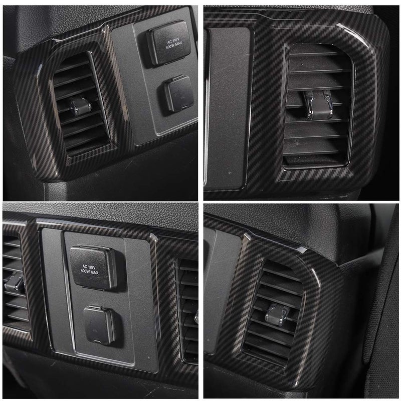 Keptrim for F-150 ABS Carbon Fiber Rear Air Conditioning Vent Outlet Panel Trim for 2016 2017 2018 2019 2020 Ford F150, 1pc - Image 2
